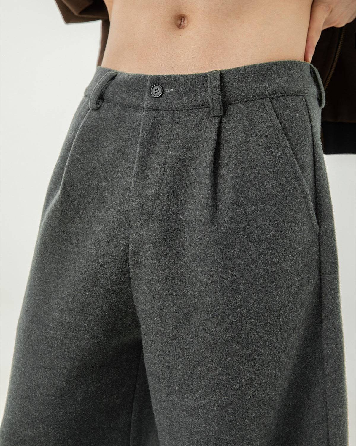 The Heavy Texture Wool Wide Leg Trouser