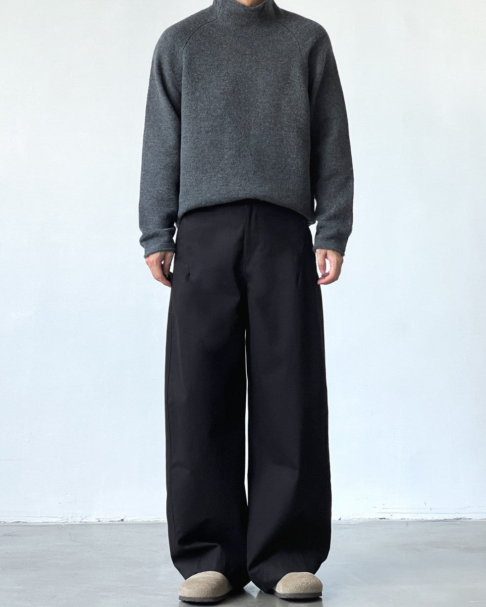 Cotton Twill Wide-Leg Trousers