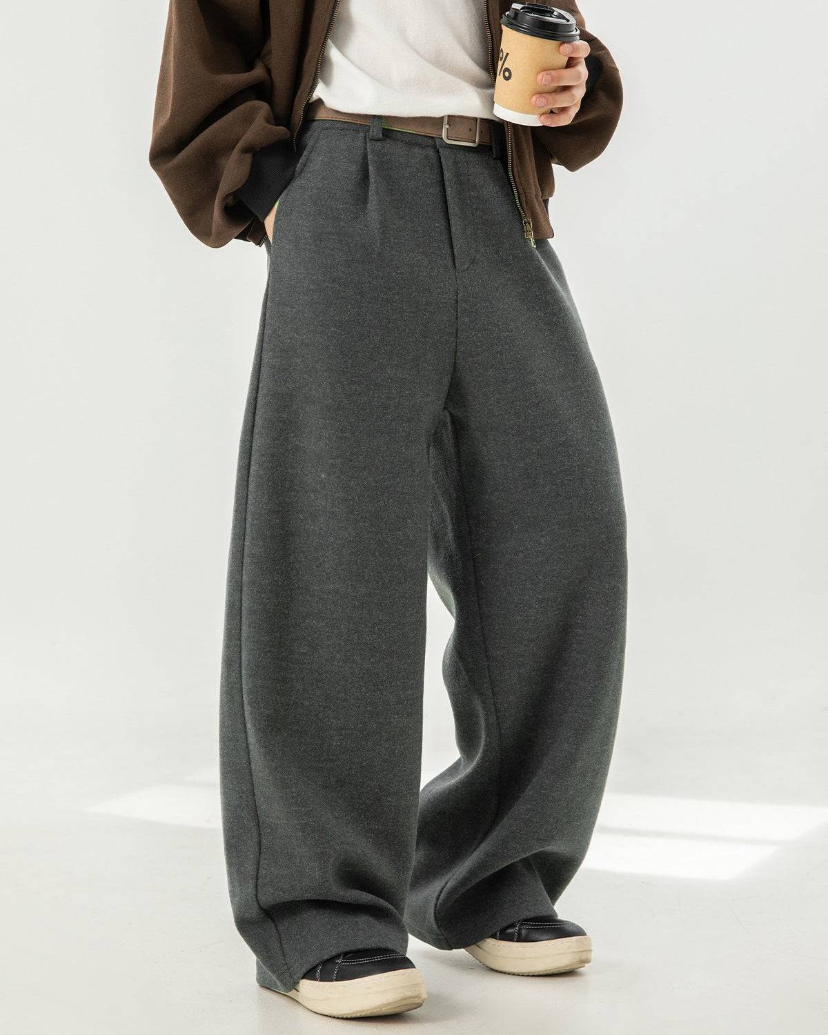 The Heavy Texture Wool Wide Leg Trouser