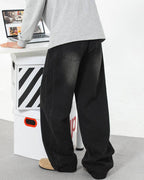 The Retro Plaid Patchwork Washed Jeans