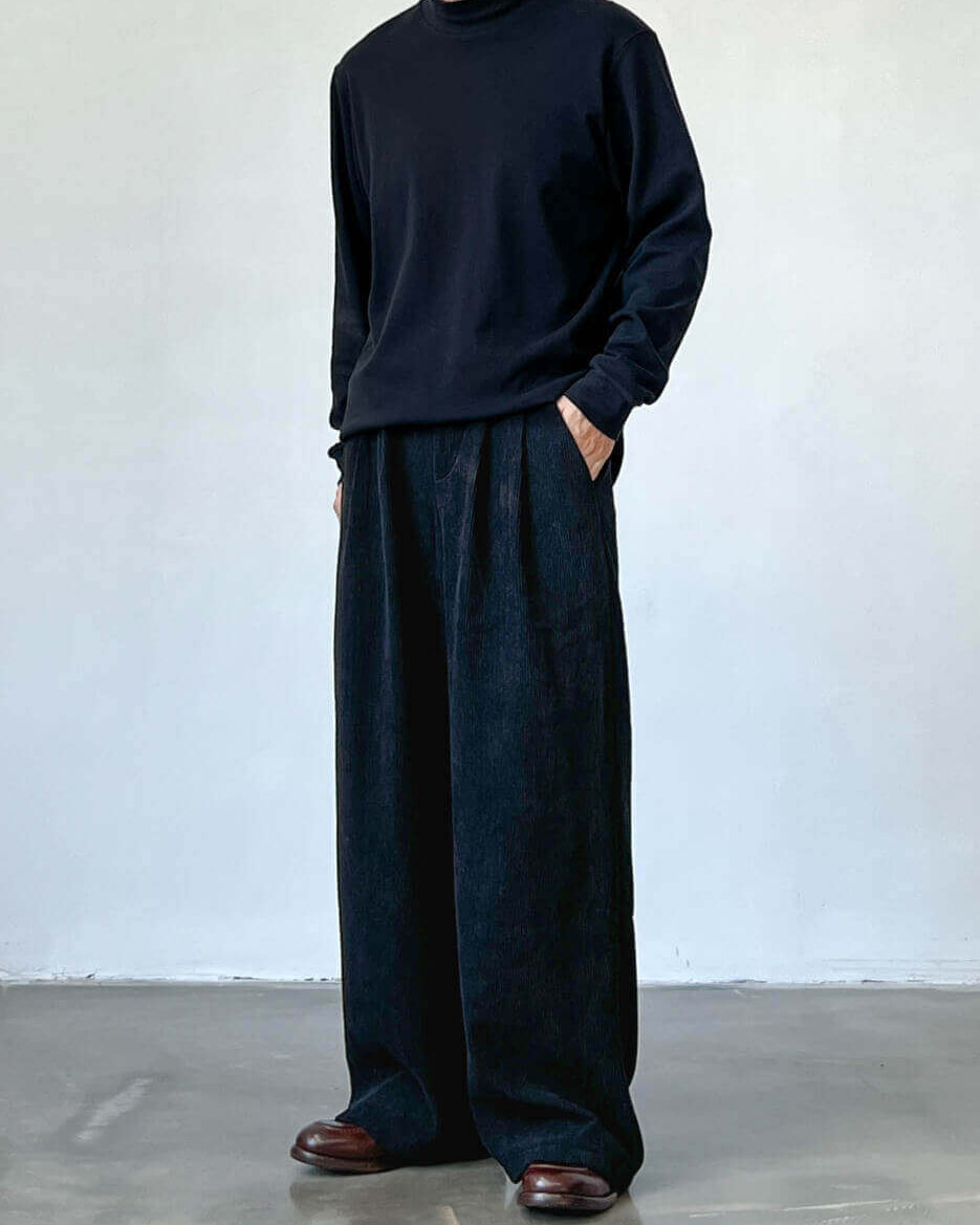 Loose Pleated Corduroy Trousers
