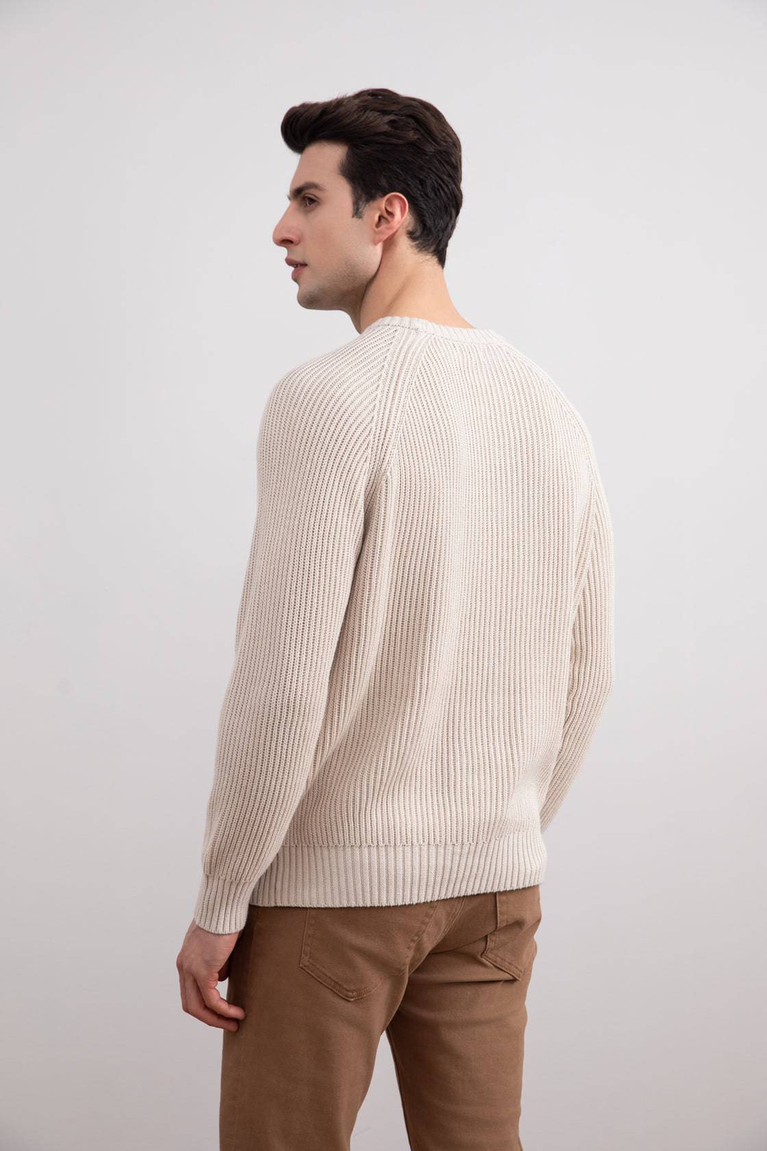 Beige English Rib Crewneck - Tour&Tate