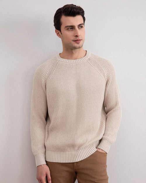Beige English Rib Crewneck - Tour&Tate