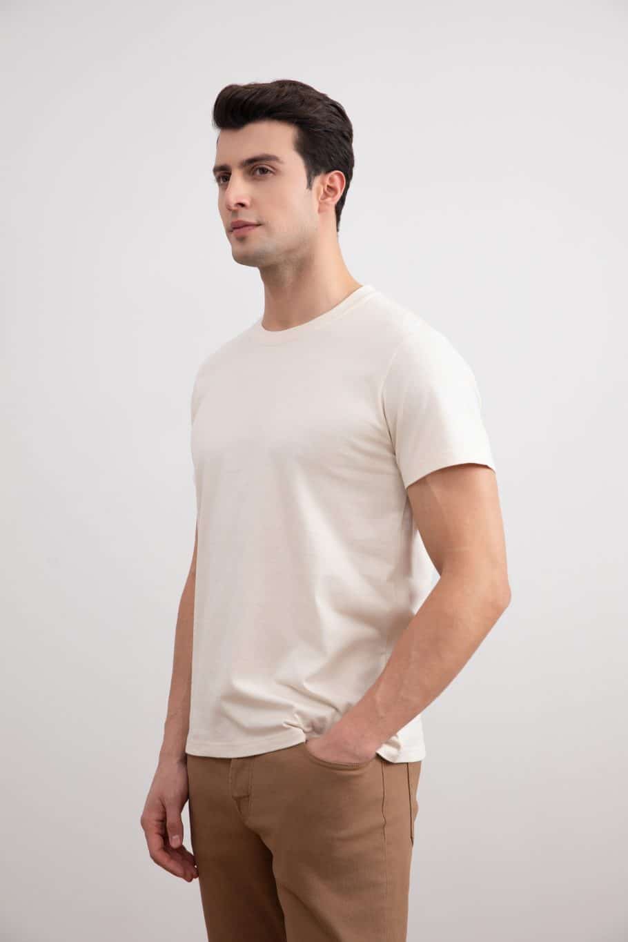 Beige Slim fit Crew-neck T-shirt - Tour&Tate