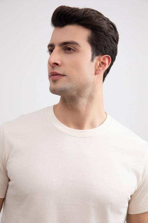 Beige Slim fit Crew-neck T-shirt - Tour&Tate