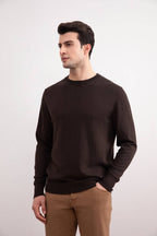 Dark Brown Crewneck Sweater - Tour&Tate