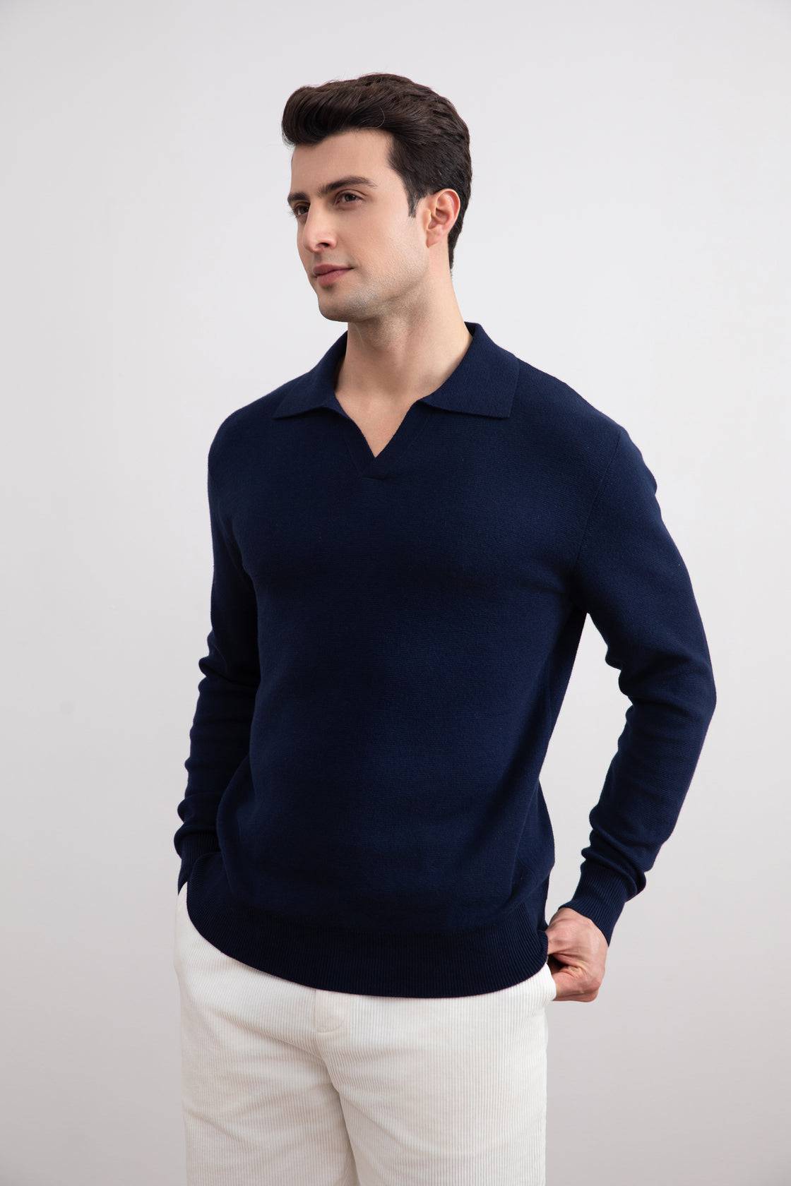 Blue Open Polo with long sleeves - Tour&Tate