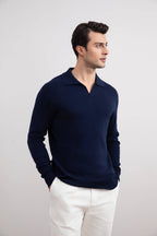 Blue Open Polo with long sleeves - Tour&Tate