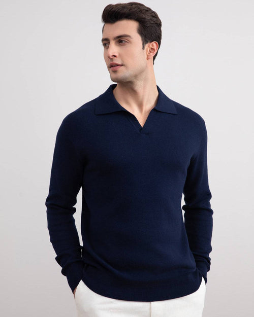 Blue Open Polo with long sleeves - Tour&Tate