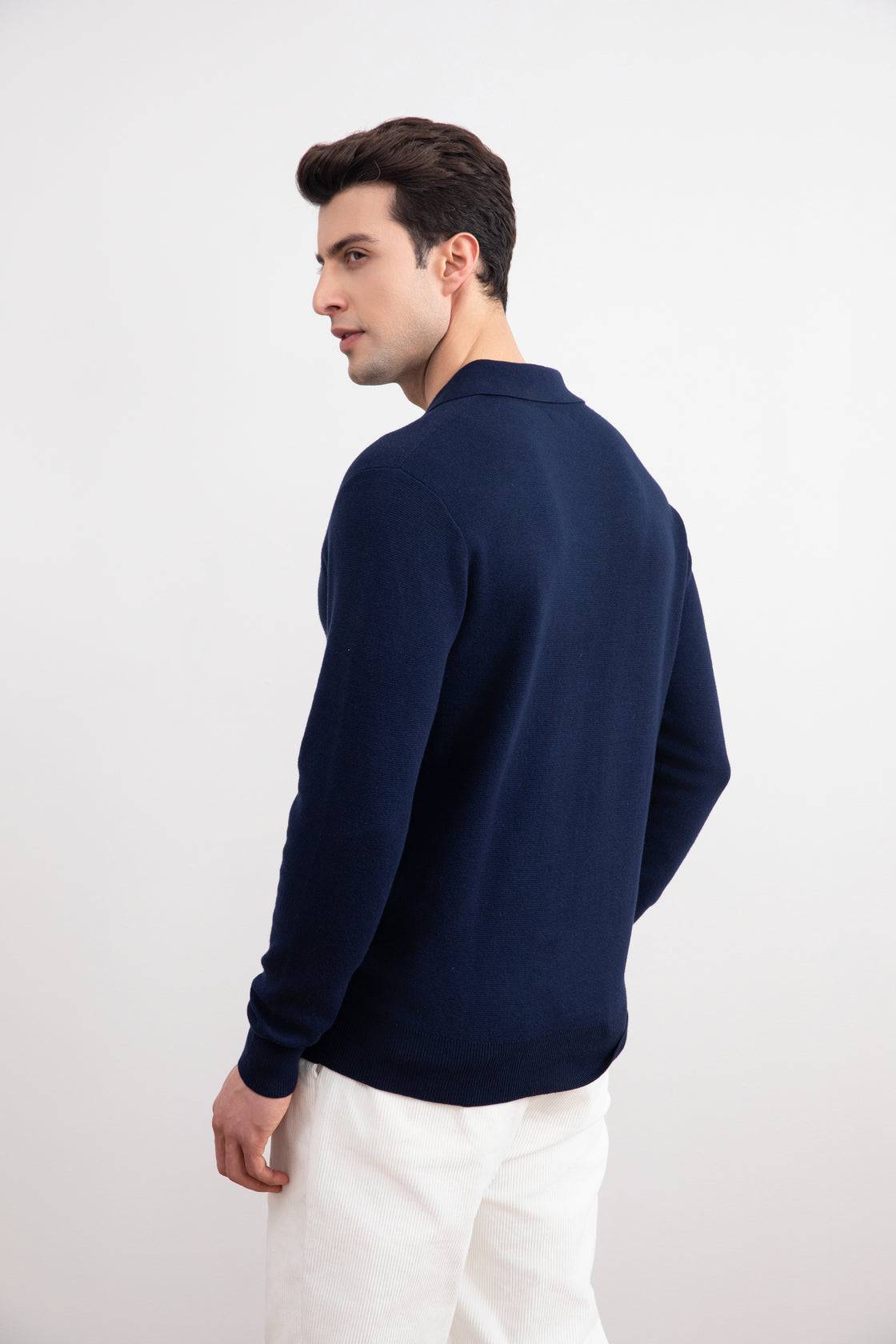 Blue Open Polo with long sleeves - Tour&Tate
