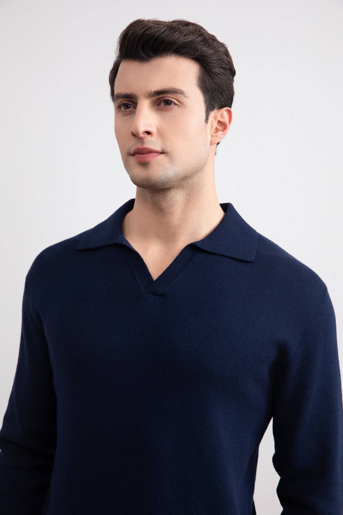 Blue Open Polo with long sleeves - Tour&Tate