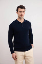Navy English Rib Polo Shirt - Tour&Tate