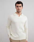 Off-White Open Polo with long sleeves - Tour&Tate