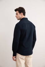 Navy Cotton-Piqué Shirt - Tour&Tate