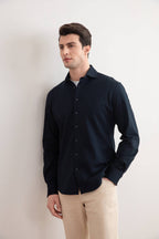 Navy Cotton-Piqué Shirt - Tour&Tate