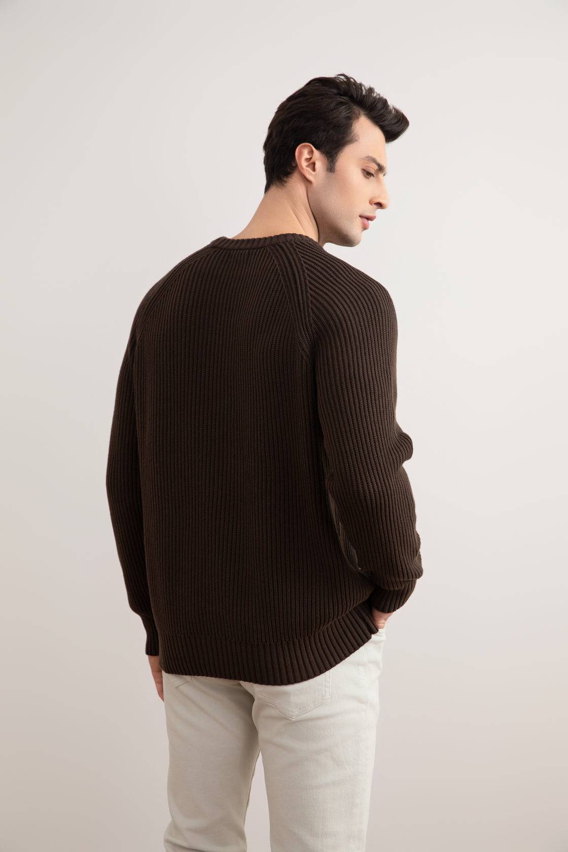 Brown English Rib Crewneck - Tour&Tate