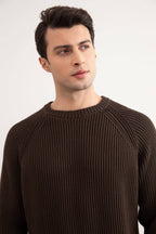 Brown English Rib Crewneck - Tour&Tate