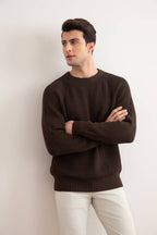 Brown English Rib Crewneck - Tour&Tate