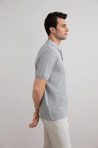 Grey Mélange Cotton-Piqué Polo Shirt - Tour&Tate