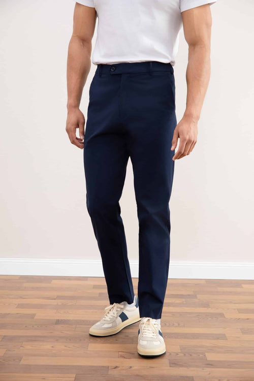 Blue Straight-Leg Pleated Trousers - Tour&Tate