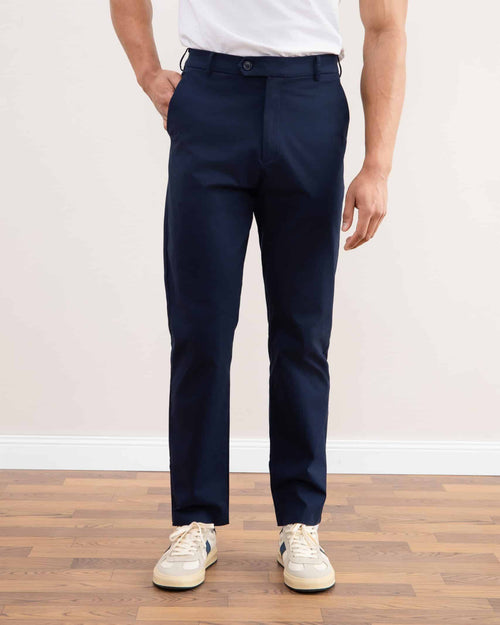 Blue Straight-Leg Pleated Trousers - Tour&Tate