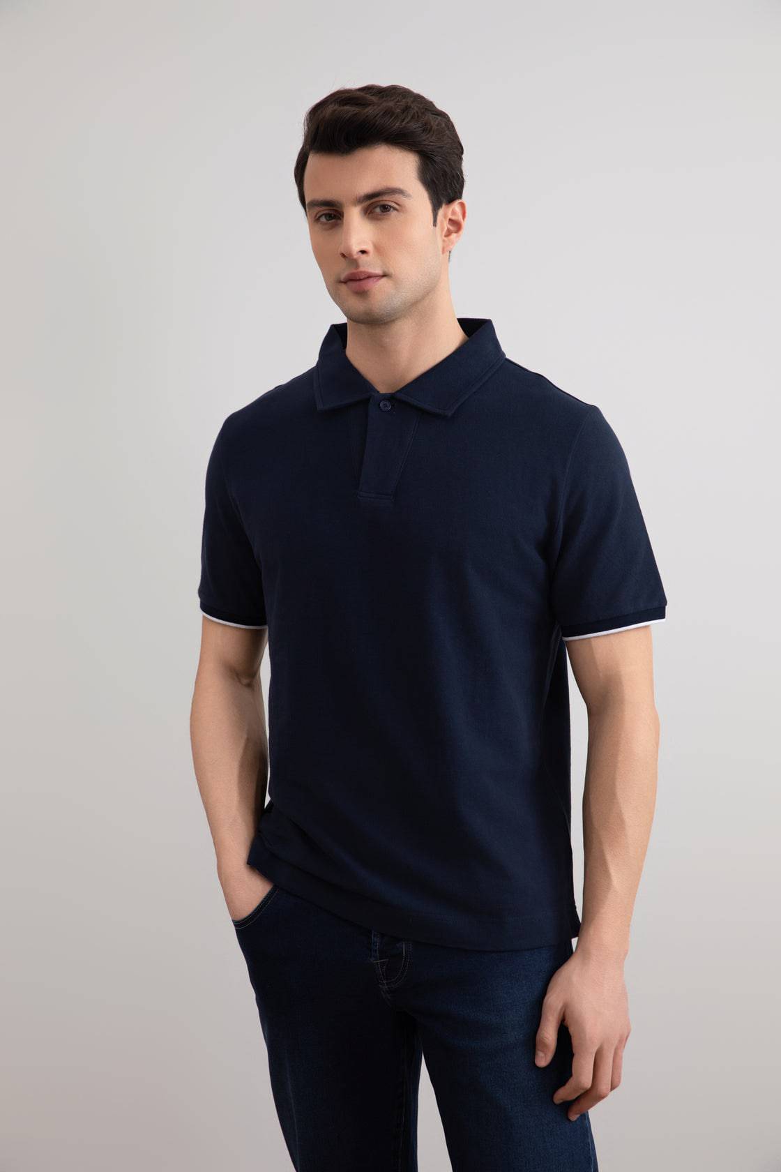 Navy Cruise Open Polo Shirt - Tour&Tate