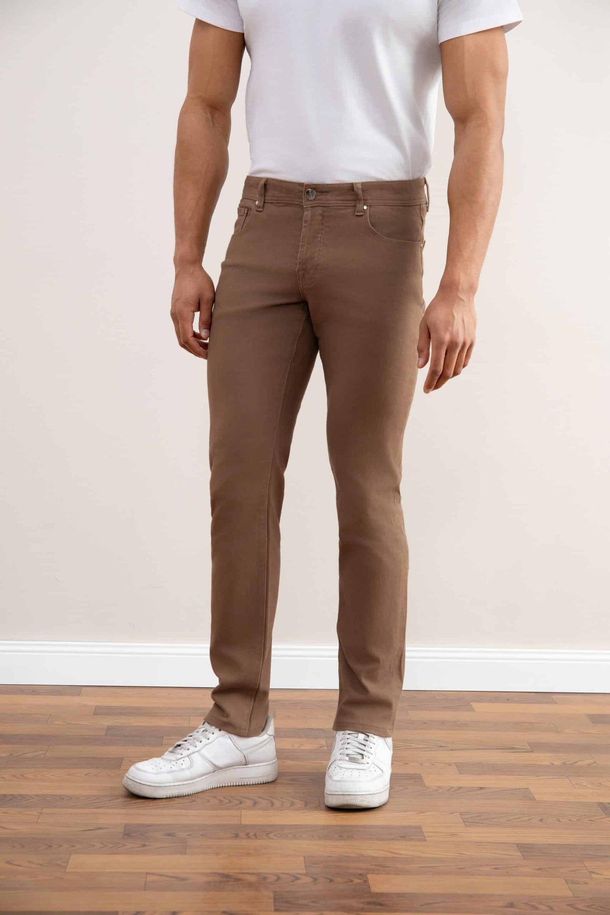 Dark Taupe Stretch Five-pockets Jeans - Tour&Tate