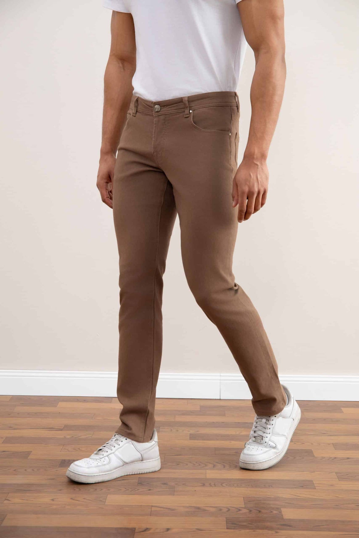Dark Taupe Stretch Five-pockets Jeans - Tour&Tate