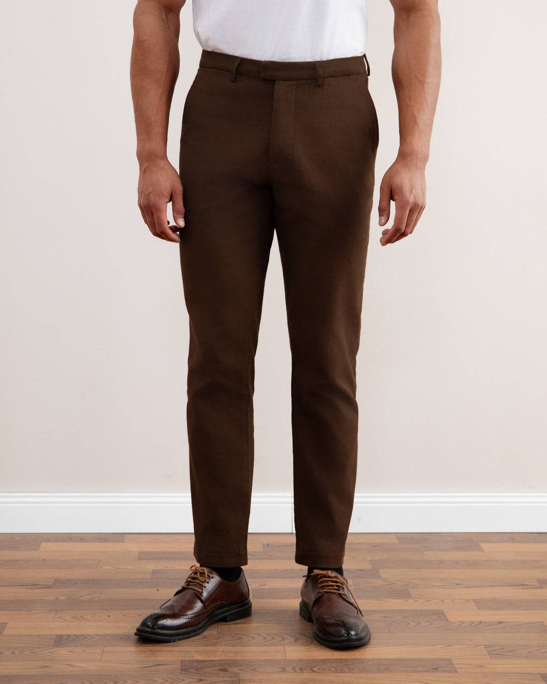 Dark Brown Straight-Fit Winter Pants - Tour&Tate