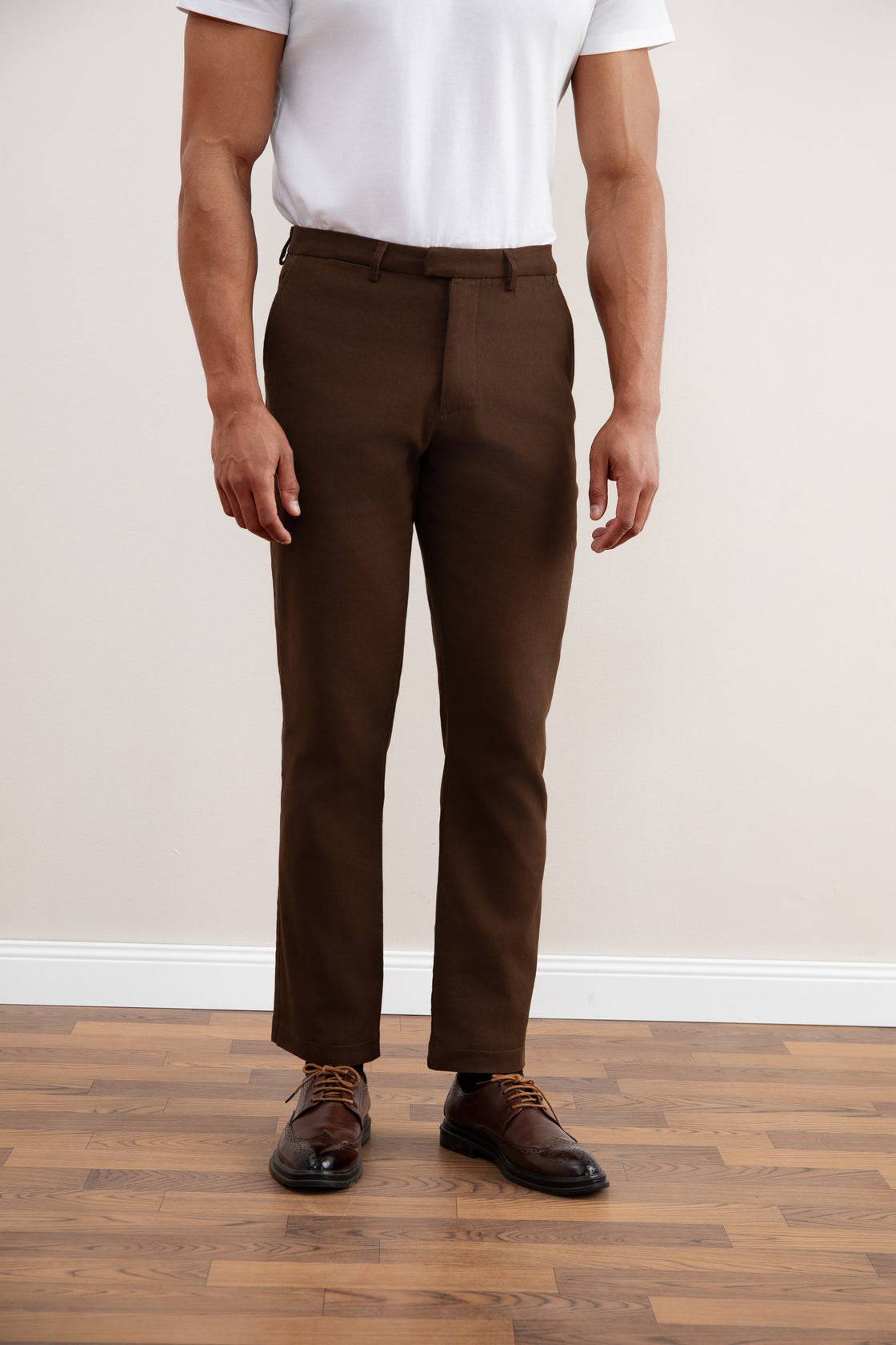 Dark Brown Straight-Fit Winter Pants - Tour&Tate