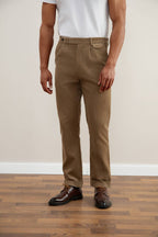 Tan Straight-Fit Corduroy Pants - Tour&Tate