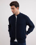 Navy English Rib Full Zip Cardigan - Tour&Tate