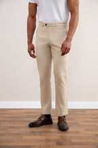 Beige Stretch Straight-Fit Chino - Tour&Tate
