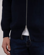 Navy English Rib Full Zip Cardigan - Tour&Tate