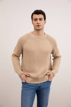 Tan English Rib Crewneck - Tour&Tate