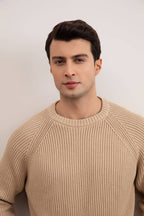 Tan English Rib Crewneck - Tour&Tate