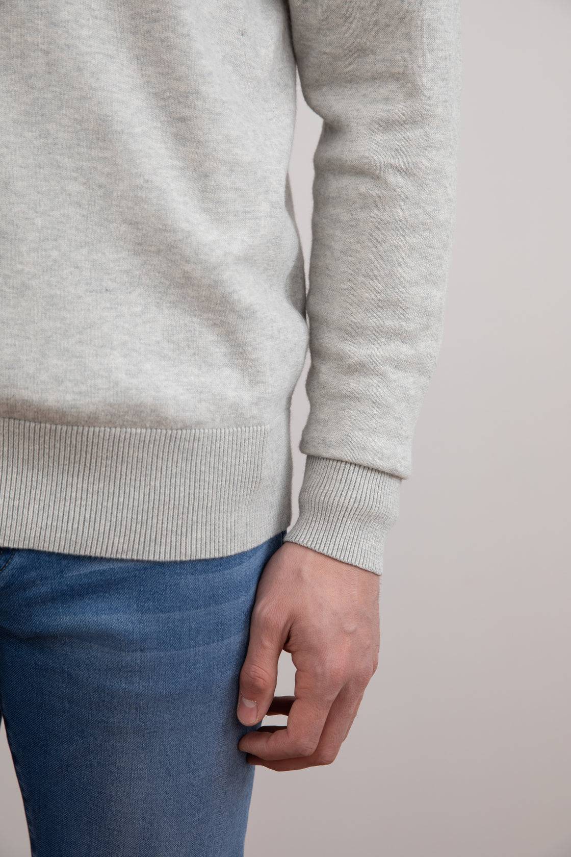 Grey Mélange V-Neck Sweater - Tour&Tate