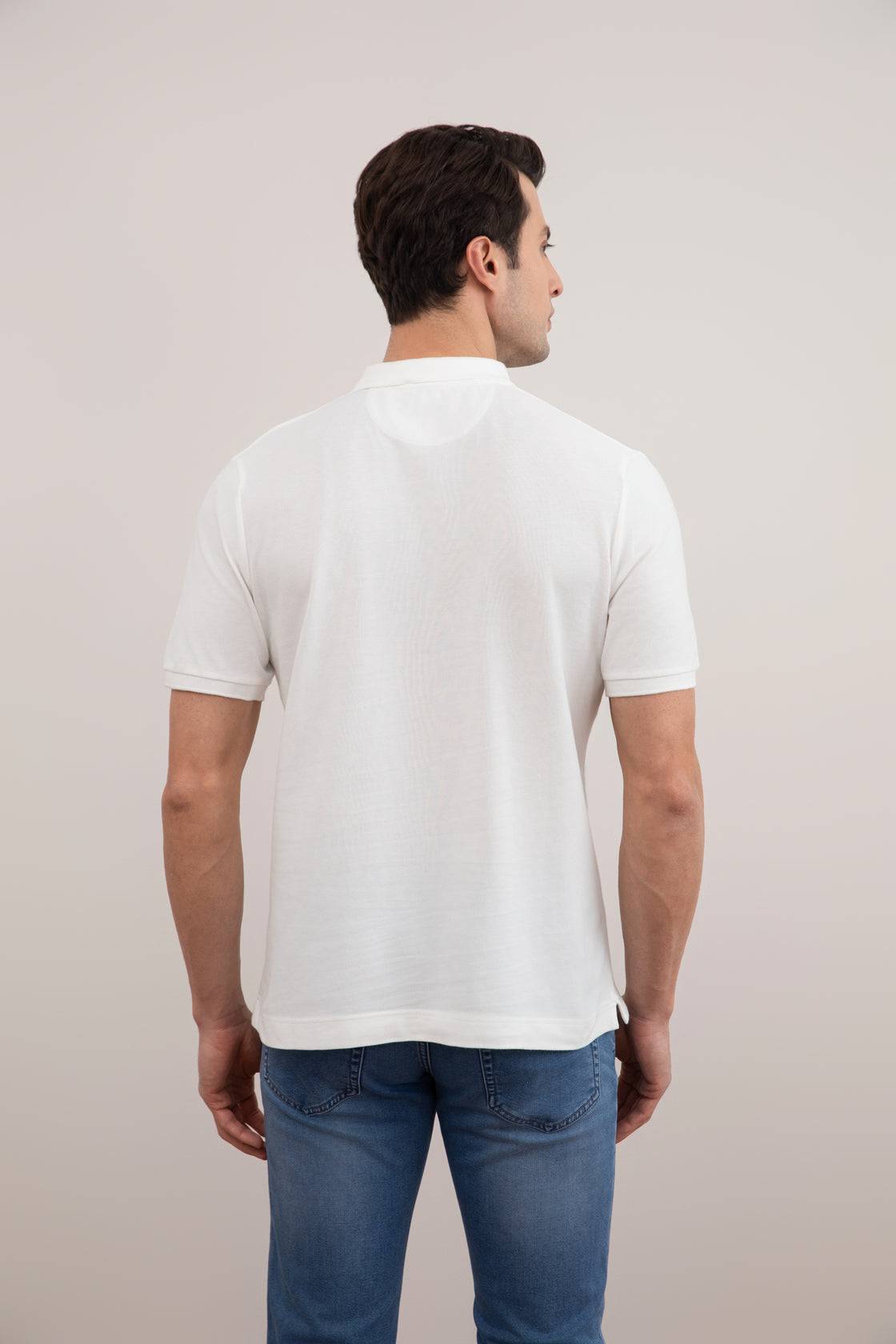 White Cotton-Piqué Polo Shirt - Tour&Tate