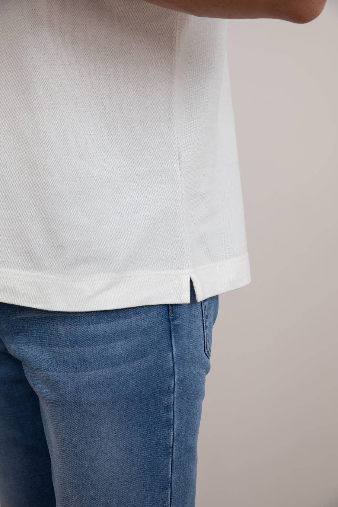 White Cotton-Piqué Polo Shirt - Tour&Tate