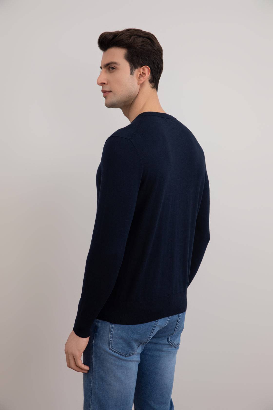 Navy Lightweight Crewneck Sweater - Tour&Tate