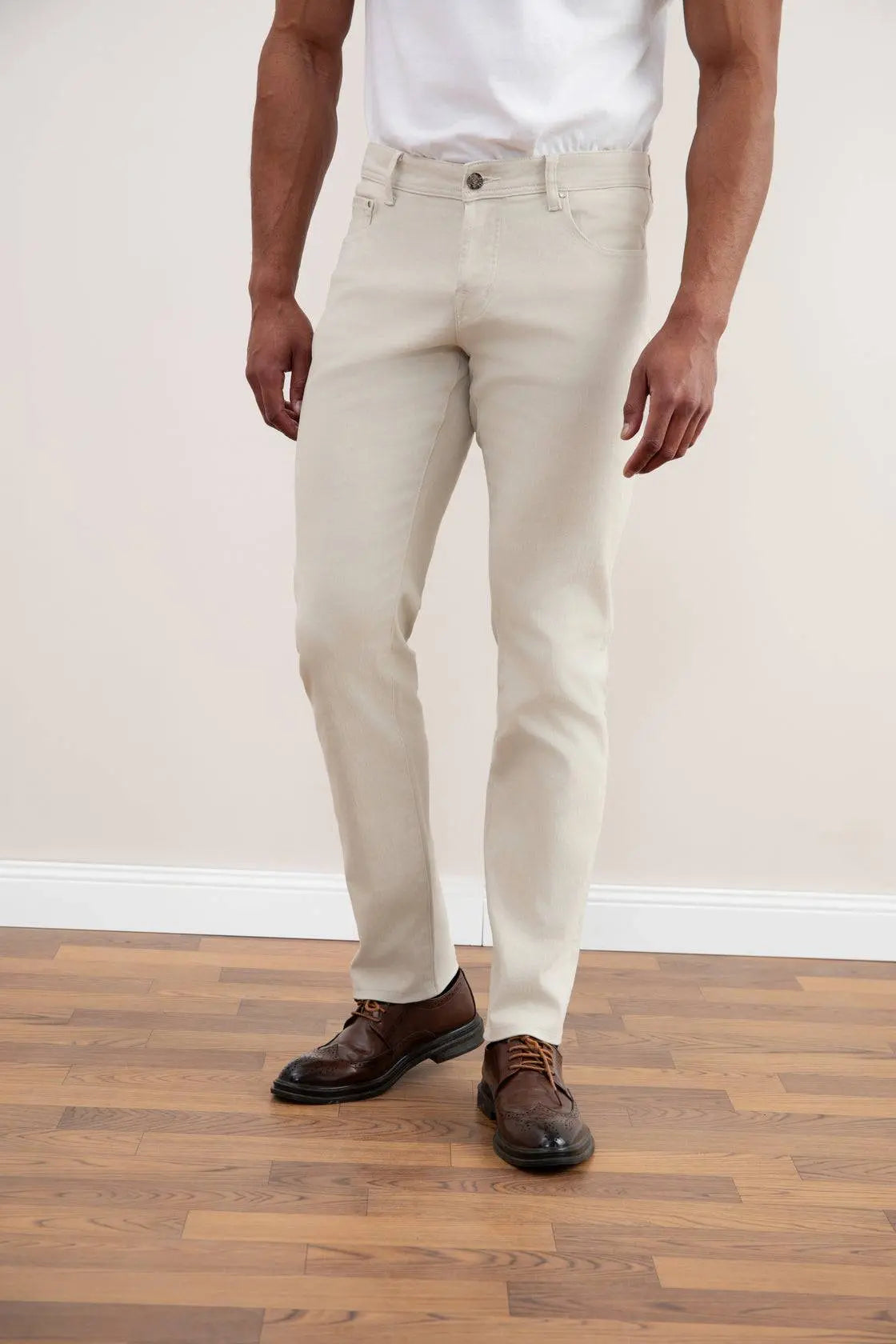 White Stone-washed Stretch Five-pockets Jeans - Tour&Tate