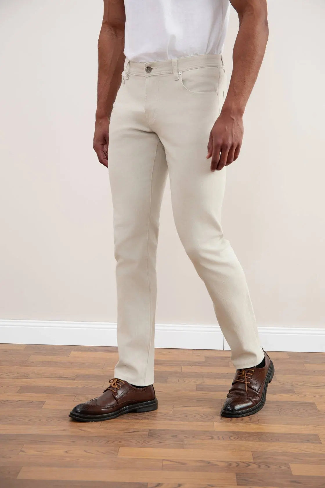 White Stone-washed Stretch Five-pockets Jeans - Tour&Tate