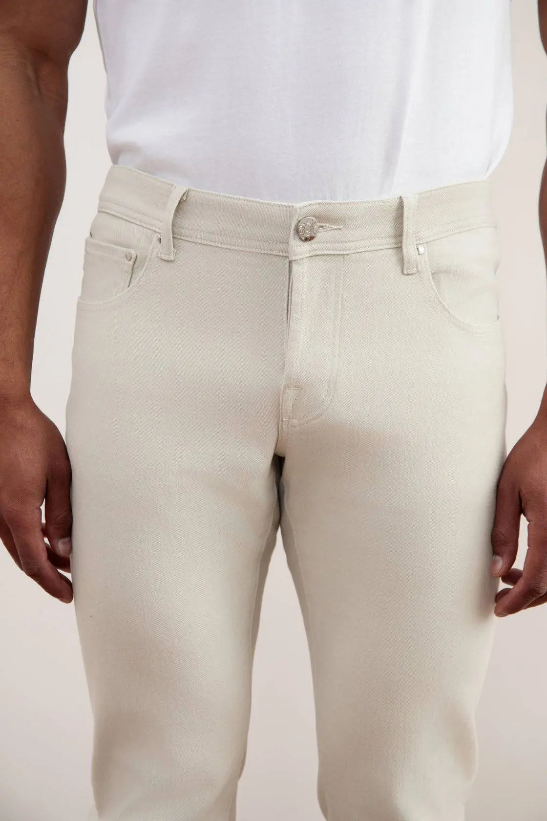 White Stone-washed Stretch Five-pockets Jeans - Tour&Tate
