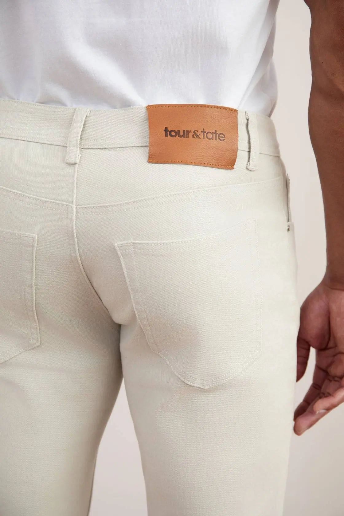 White Stone-washed Stretch Five-pockets Jeans - Tour&Tate