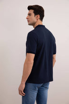 Navy Cotton-Piqué Polo Shirt - Tour&Tate