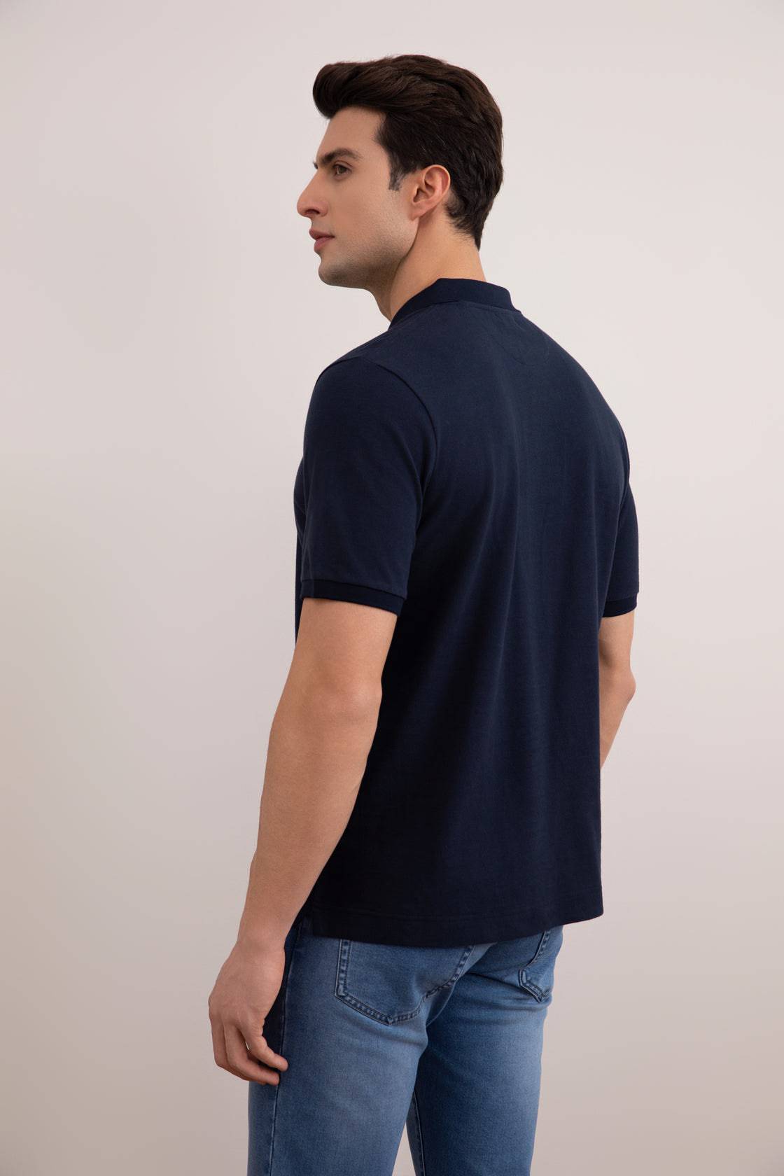 Navy Cotton-Piqué Polo Shirt - Tour&Tate