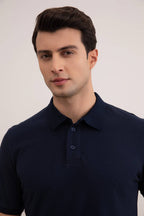Navy Cotton-Piqué Polo Shirt - Tour&Tate