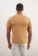Sand Brown Slim Fit Crew-neck T-shirt - Tour&Tate