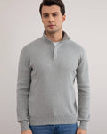 Grey Mélange Half-Zip Mock Neck Sweater - Tour&Tate