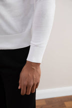 White Lightweight Crewneck Sweater - Tour&Tate
